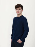 Men's regular-fit pullover sweater in light camel colour, made from standard wool yarn.