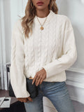 Women's loose fit casual polyester sweater in khaki colour with round neck and regular sleeves