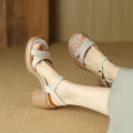 Women's open toe platform sandals in microfiber with rubber sole, round head toe holder