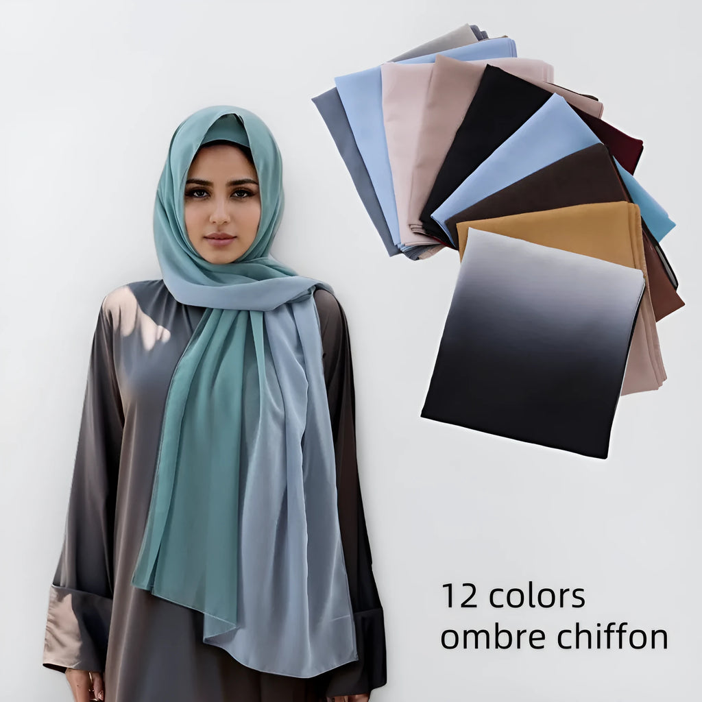 Lightweight chiffon ethnic printed summer scarf for women measuring 175cm long