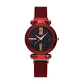 Women's magnet watch band dress watch in six colour options showing round 32mm dial and stainless steel strap.