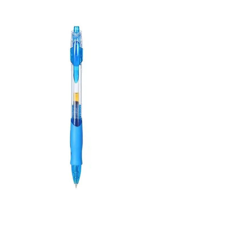 0.5mm gel pen in plastic construction with black, red and blue ink colour options