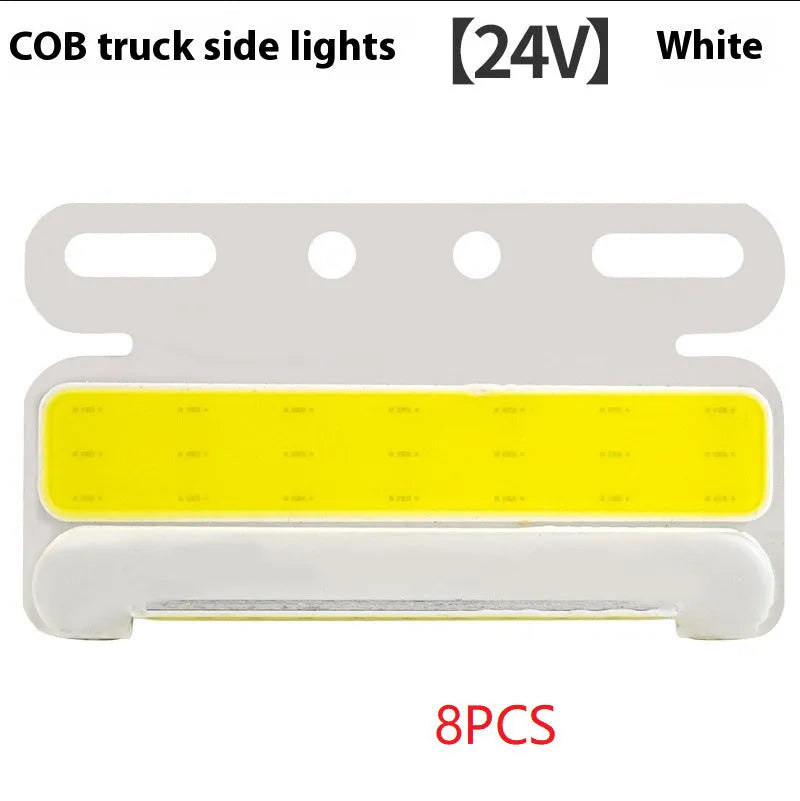 12V 24V aluminium alloy LED COB truck side marker light in red, yellow, green, blue, and white.