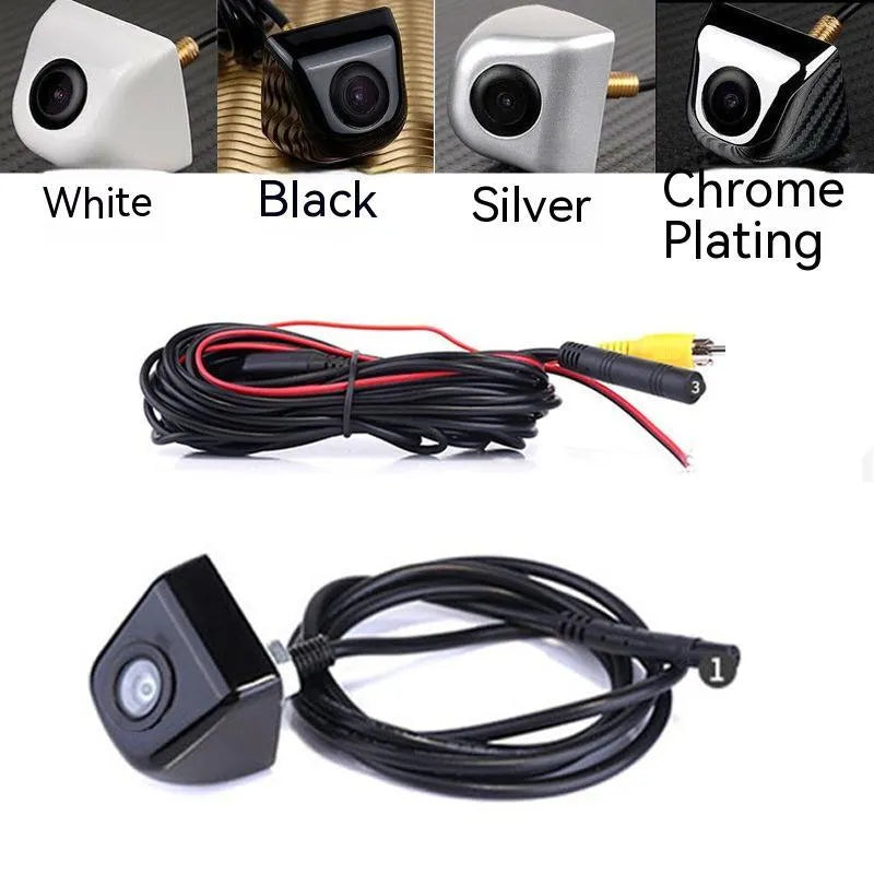 Black HD waterproof car rearview camera with metal shell and integrated cable