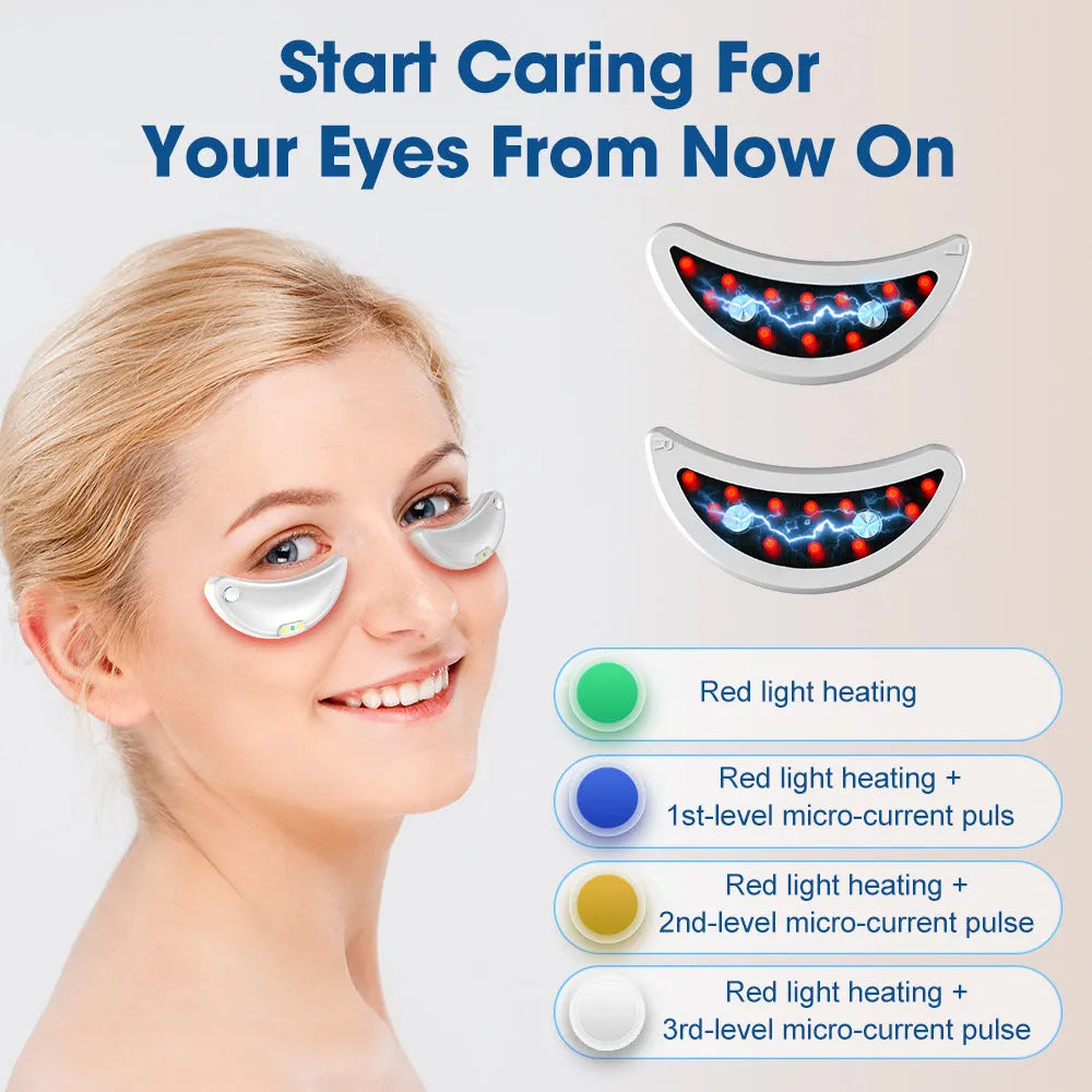 White wireless red light eye beautification instrument with EMS therapy for eye and facial massage