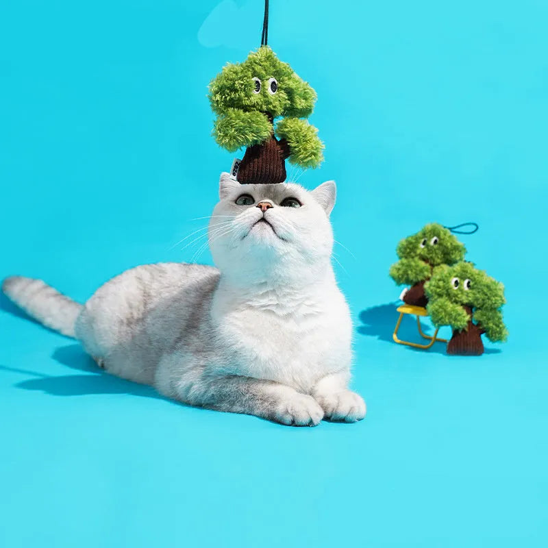 Cat mint toy bag pendant with tease stick in three size options