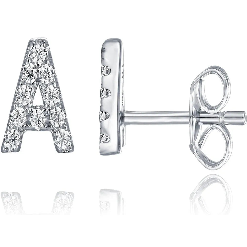 Brass gold plated alphabet letter earrings showing English characters from A to Z options