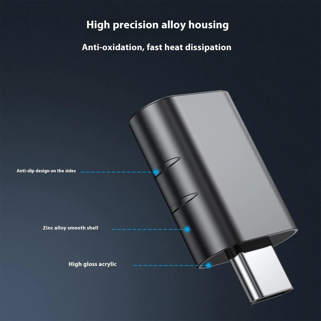 USB 4.0 to USB-C adapter with zinc alloy shell in multiple colour options for data transfer and charging