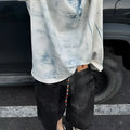 Korean style loose fit polyester T-shirt with round neck and short sleeves in solid colour