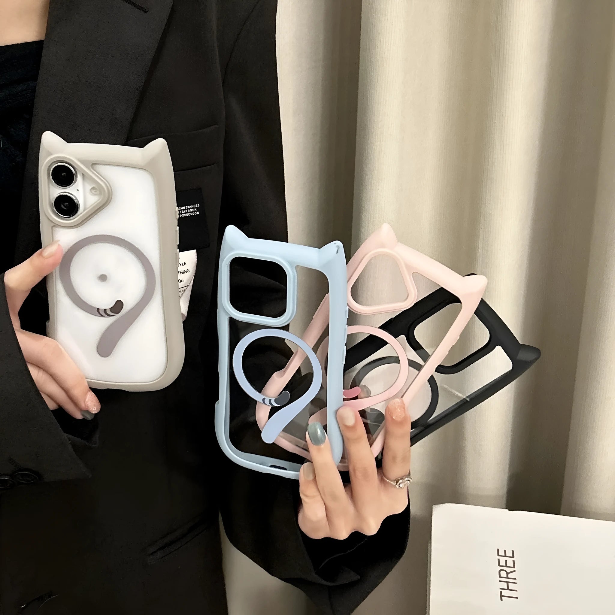 Transparent acrylic TPU phone case with magnetic suction for IPhone 17 series in black blue grey pink colour options