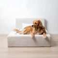 White dog mat with backrest and milk apricot fabric, suitable for small, medium, and large cats and dogs