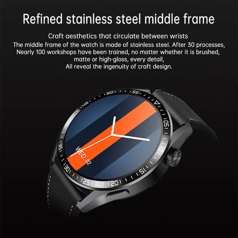 GS3 Max black and silver smartwatch on wrist showing health stats on 1.35-inch screen
