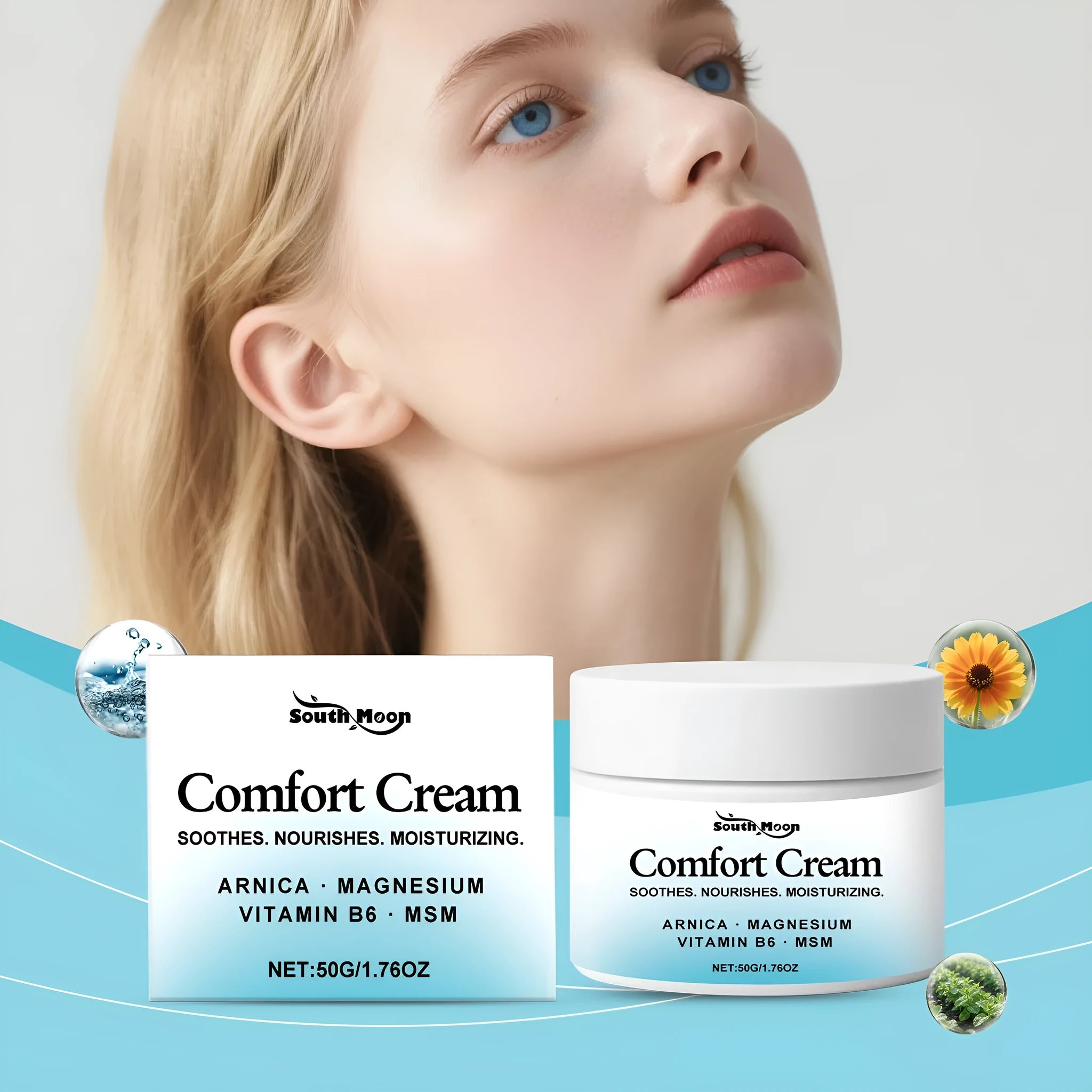A 50g jar of Gentle Hydrating Body Moisturising Cream on a white background.