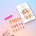 Cartoon-style 3D flower press-on false nails with detachable armour pieces, jelly glue, and a file.