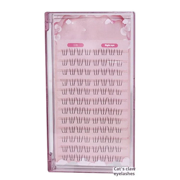 False eyelashes strip with kitten's paw lower lash design and 12 rows of voluminous, pointed artificial fibre lashes.
