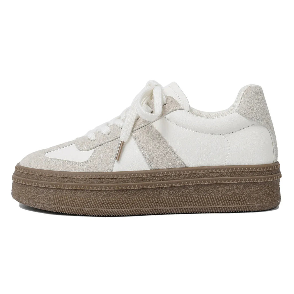 Retro sports board shoes with cross shoulder straps in milky white colour