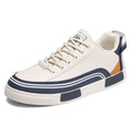 Men's breathable mesh casual shoes with canvas upper in beige and white-green colour options