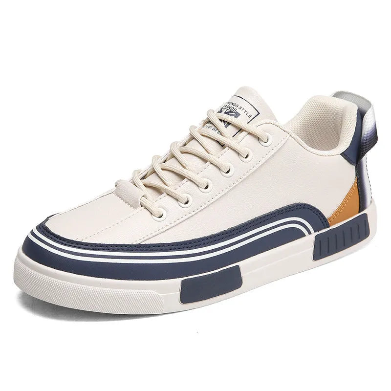 Men's breathable mesh casual shoes with canvas upper in beige and white-green colour options