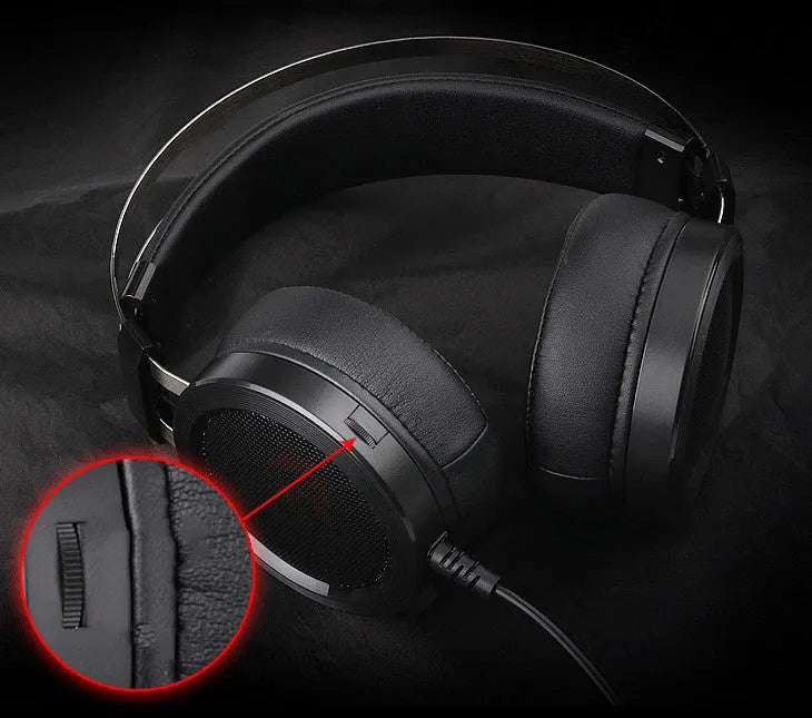 Black wired gaming headset with 3.5mm jack and 2 metre cable