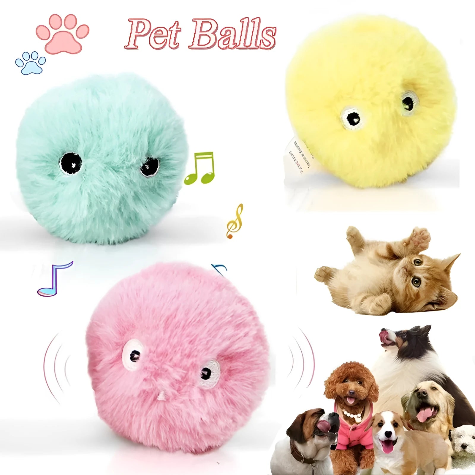 55mm diameter interactive cat toy ball in blue, pink, and yellow colours with removable lid for catnip