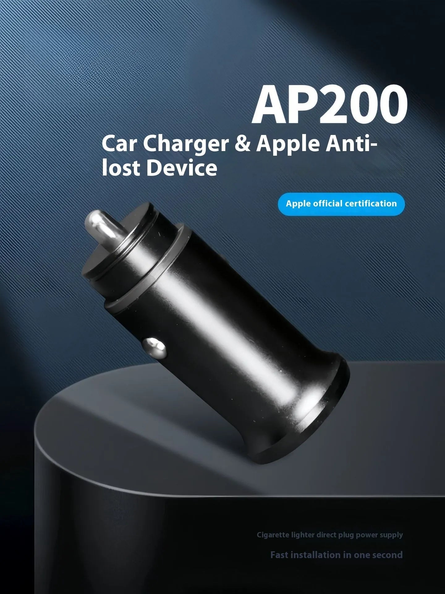 Black ABS plastic GPS car locator device for plug-in tracking via 12V charger socket.