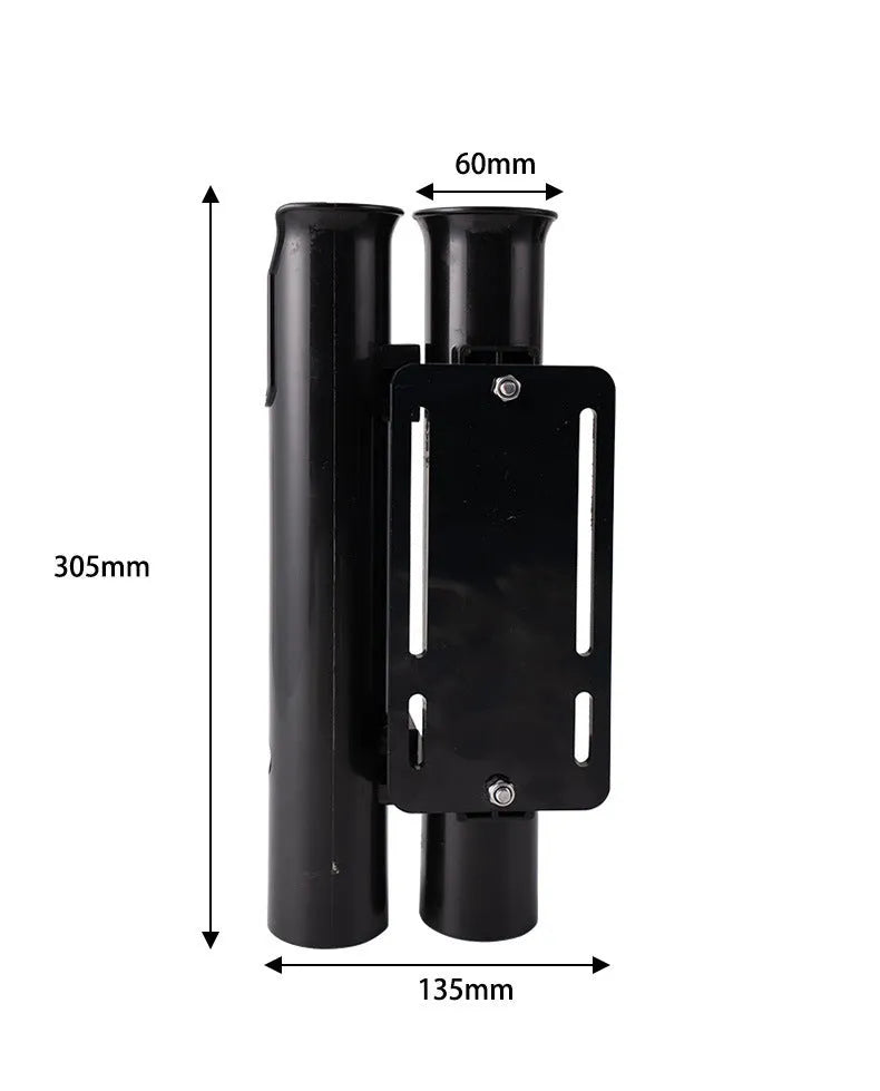 Carbon double-layer plastic fishing rod rack mounted on motorcycle handlebars for rod transport
