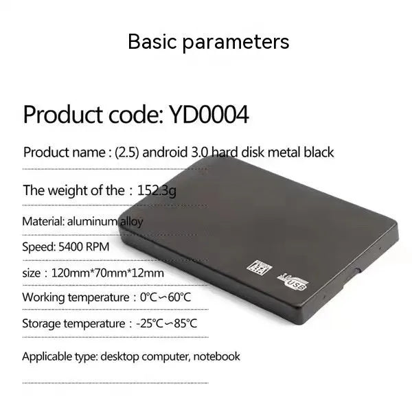 USB 3.0 solid state mobile hard disk with metal shell in black, blue, red, or silver colour options