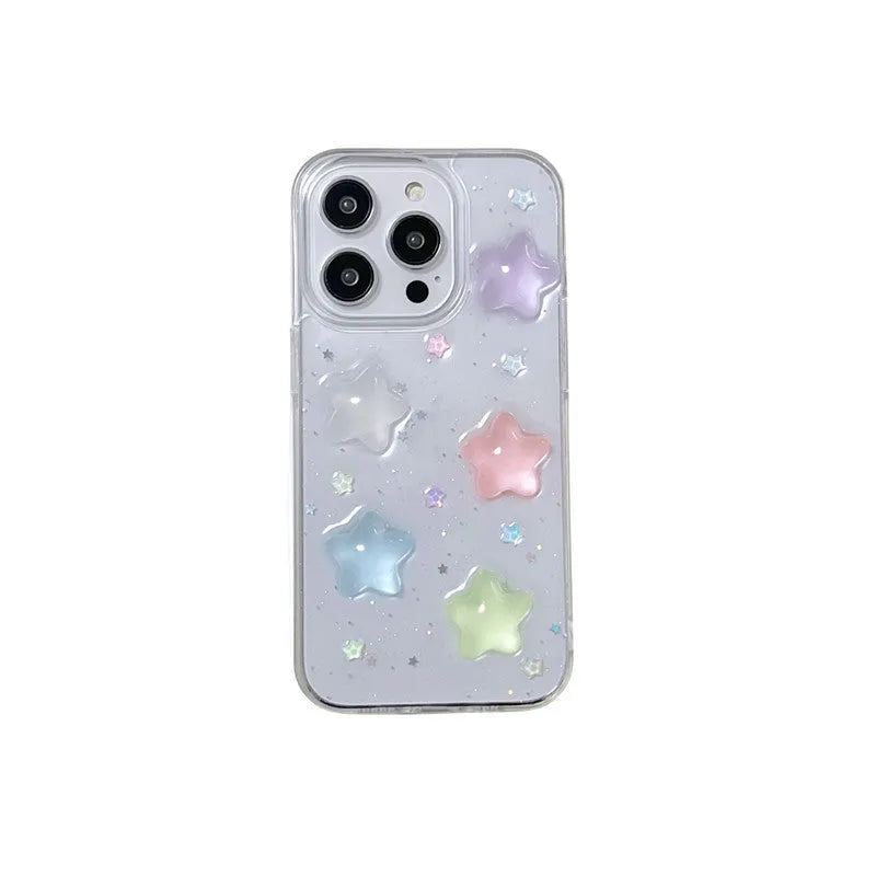 Three-dimensional star luminous silicone phone case in XINGX colour for iPhone with fall protection