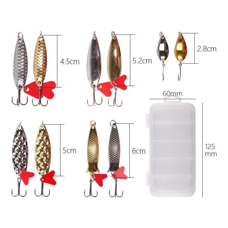 Pineapple sequin artificial fishing lure kit with gold and silver metal flash components