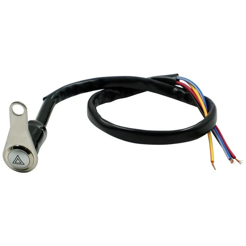 Black stainless steel motorcycle switch with double flash button and light ring, 7mm mounting hole