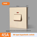 25A three-pole electrical switch with light panel indicator in curved rack design