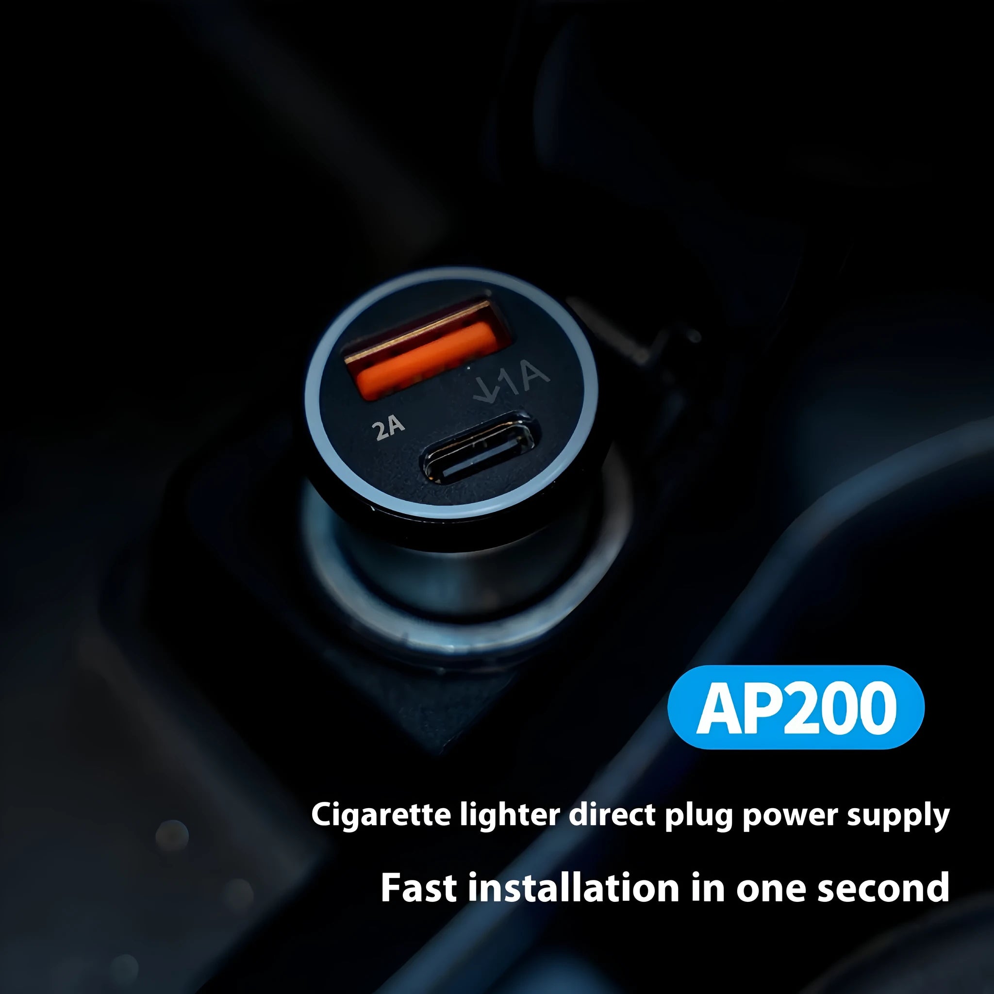 Black ABS plastic GPS car locator device for plug-in tracking via 12V charger socket.