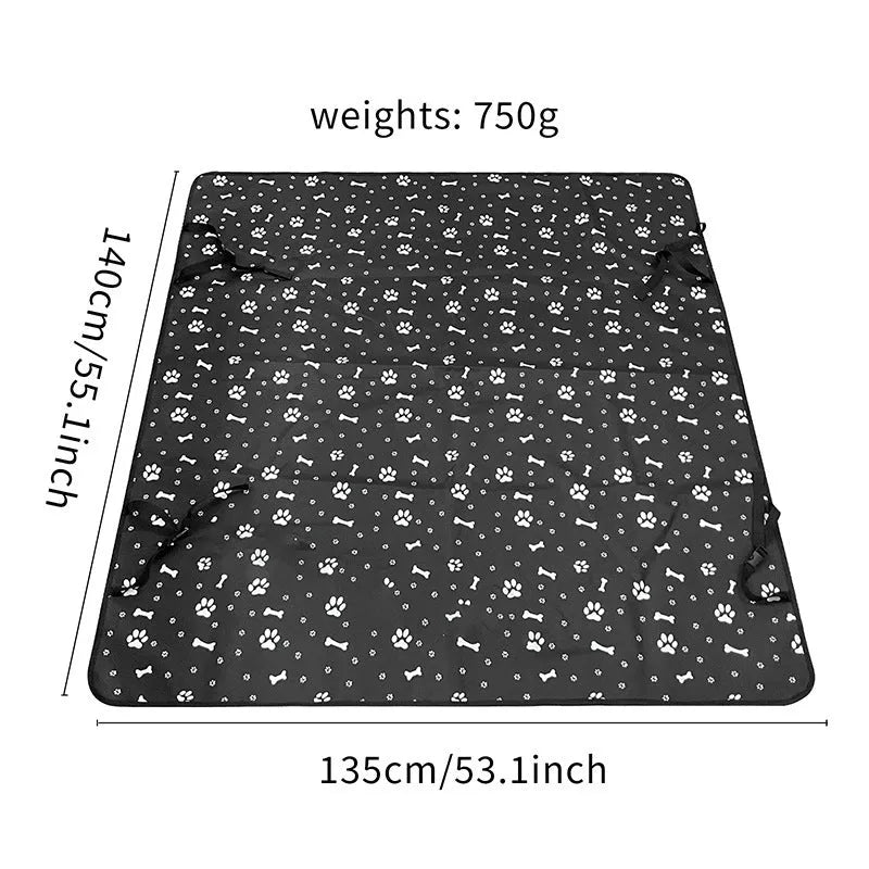 Car rear seat protector mat for dogs in cloth material with water resistant properties
