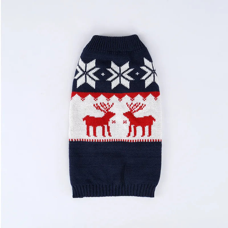 Navy blue acrylic knitted Christmas sweater for dogs with personalised holiday design