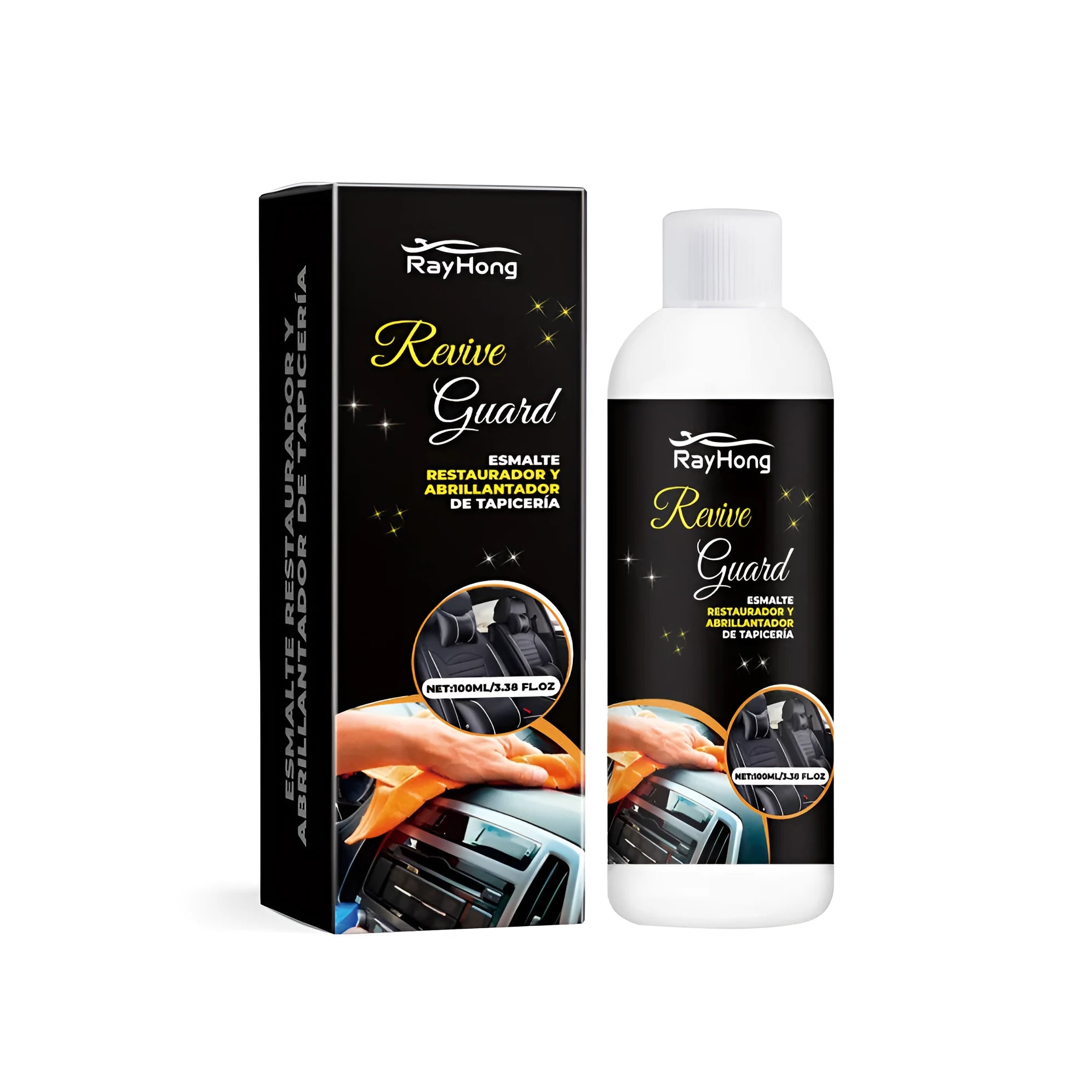 Box of automotive car polish for interior maintenance, dimensions 3.8cm by 12.3cm.