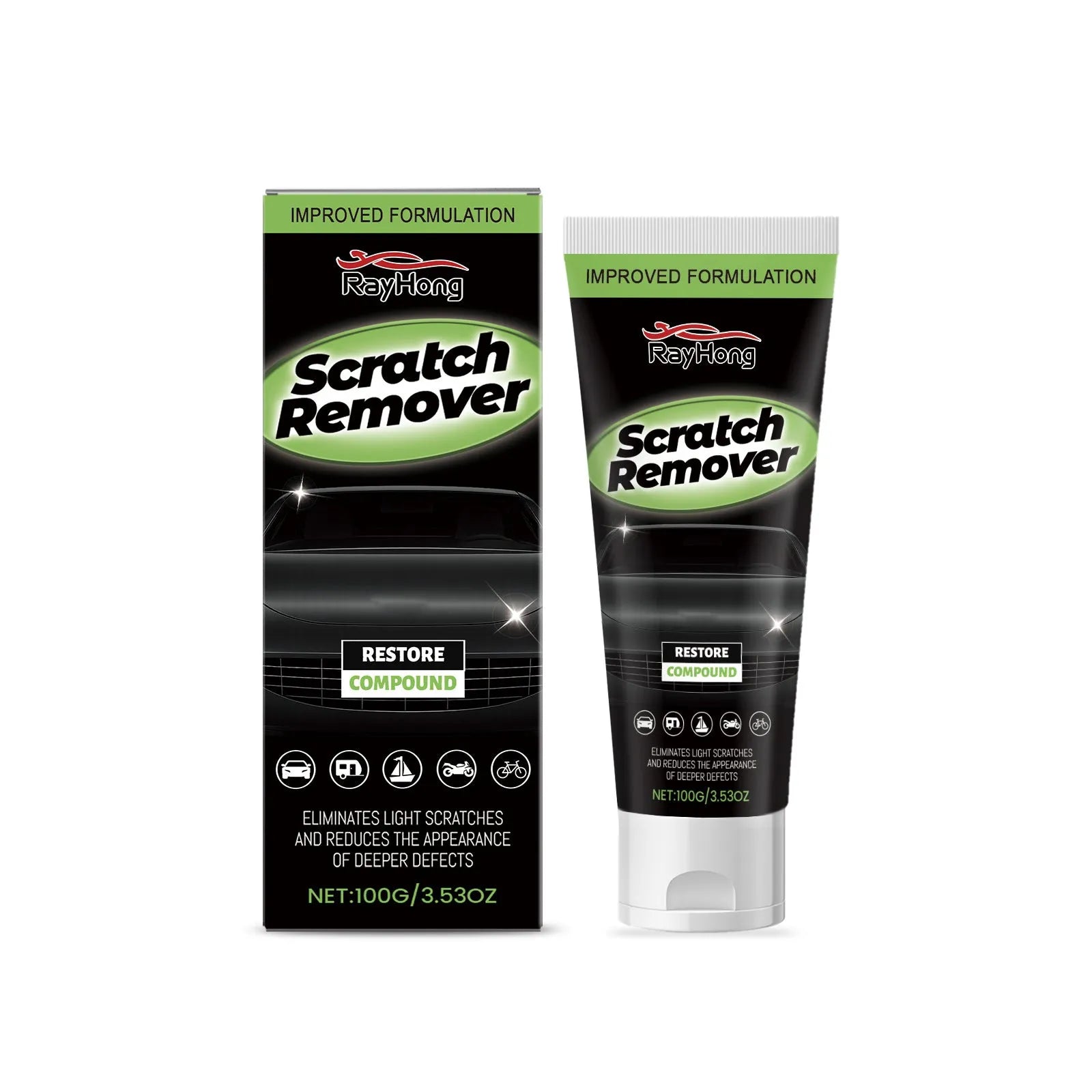 100g tube of nano coating car scratch recovery cream with applicator sponge for automotive paint care
