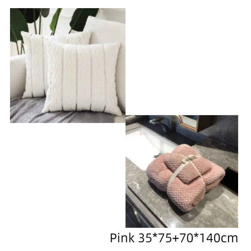 Striped velvet cushion cover 45x45cm in wine red colour with reversible solid side