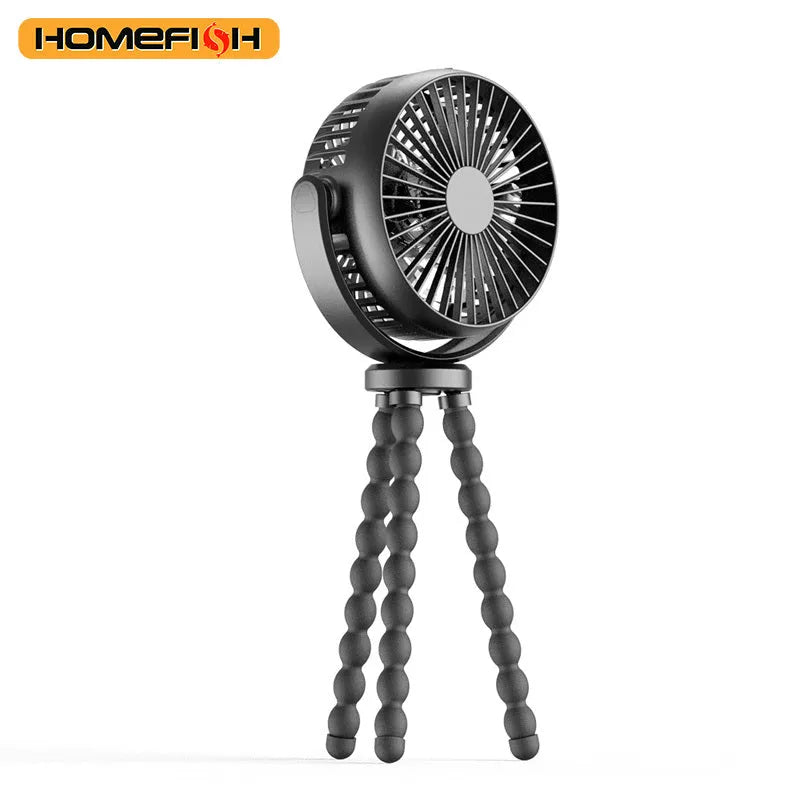 HOMEFISH F2 automatic shake head portable fan with LED light and removable mounting bracket