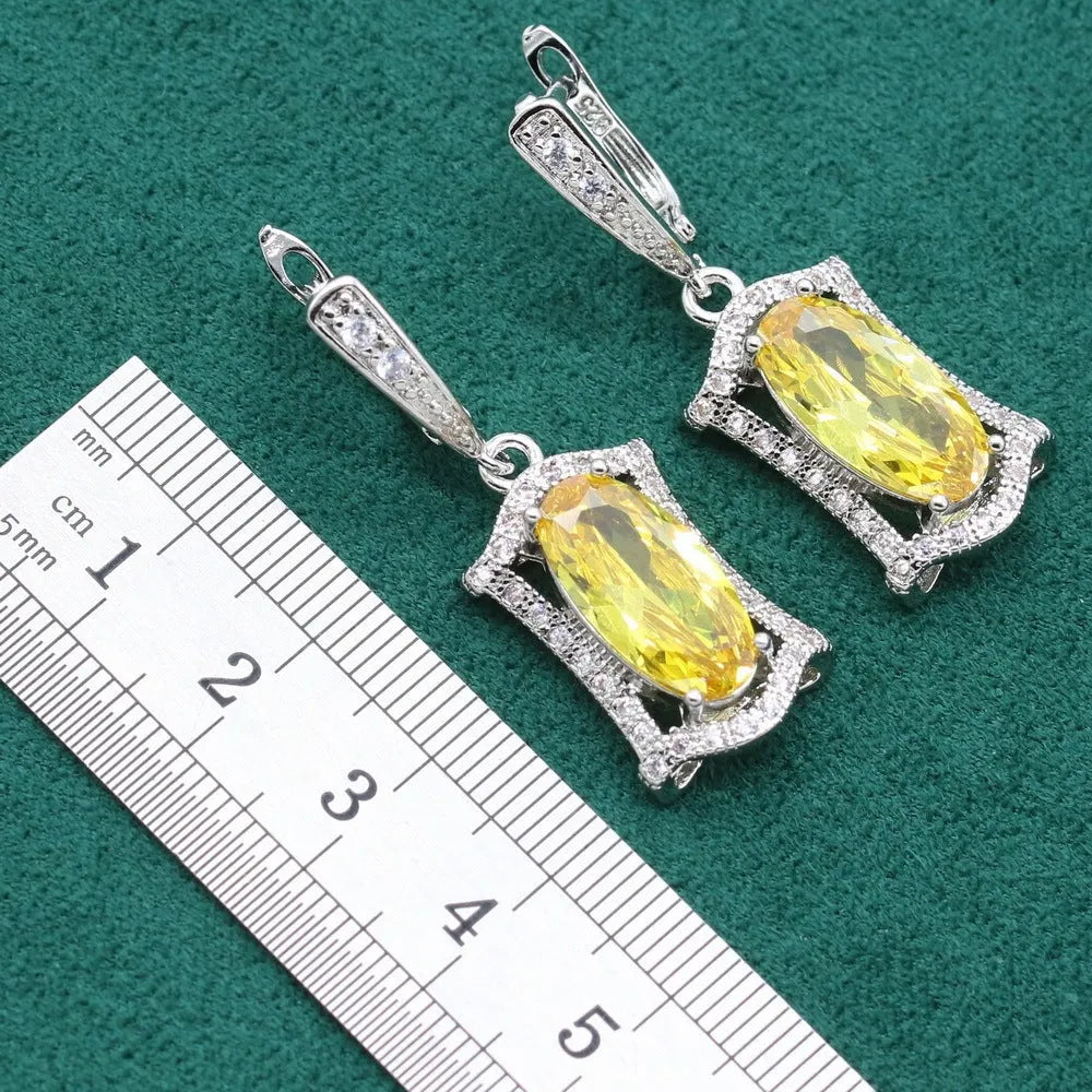 Women's zircon jewellery set with necklace, earrings, ring and bracelet in anti-allergy alloy