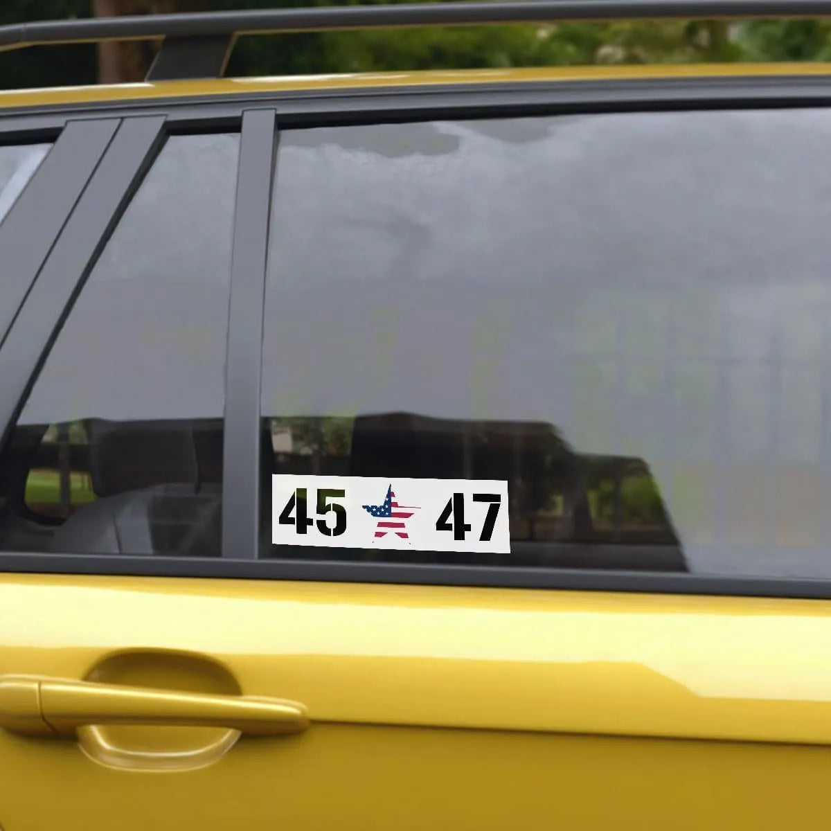Creative portable car window vinyl sticker set of three colour styles, each 5 by 1.6 inches, on glass surface