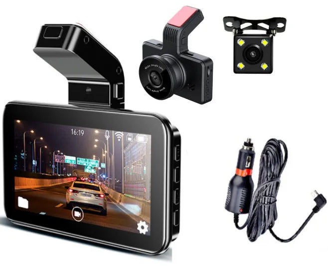 3-inch HD car DVR dashboard camera with dual lens for front and rear recording