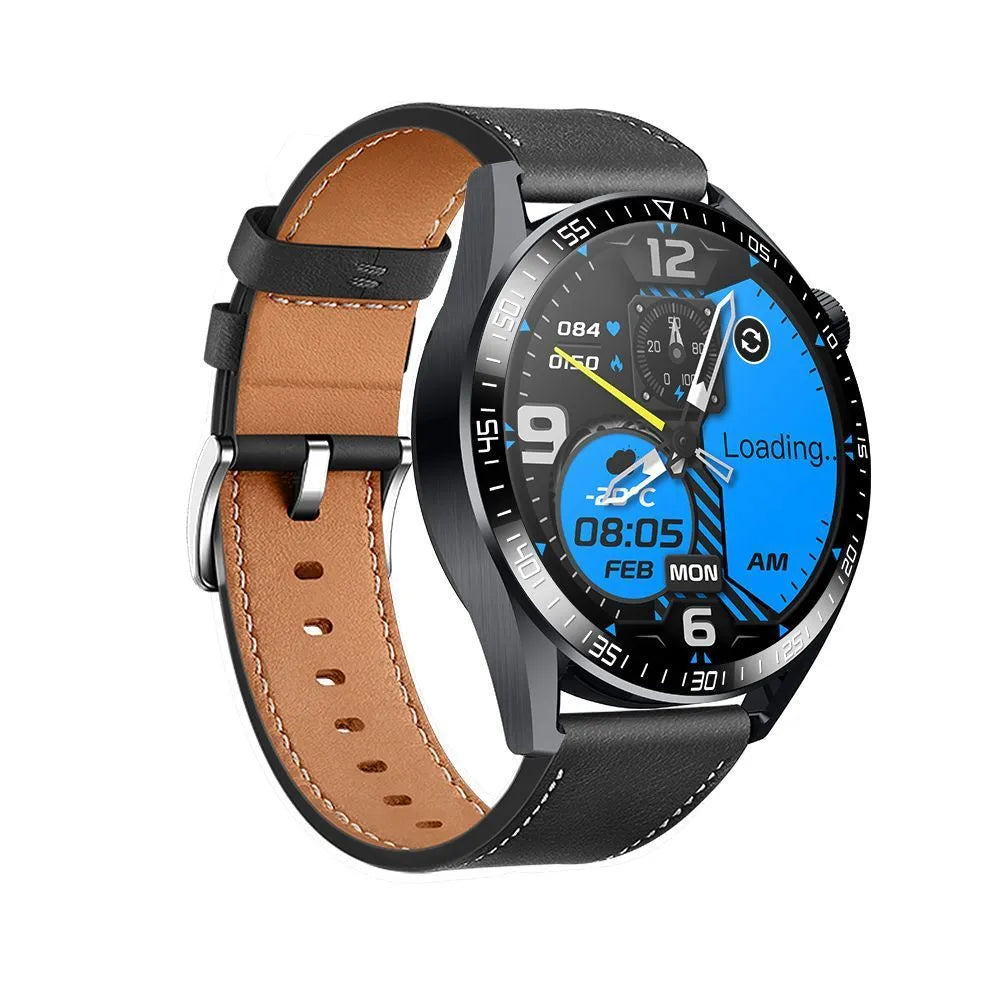 GS3 Max black and silver smartwatch on wrist showing health stats on 1.35-inch screen