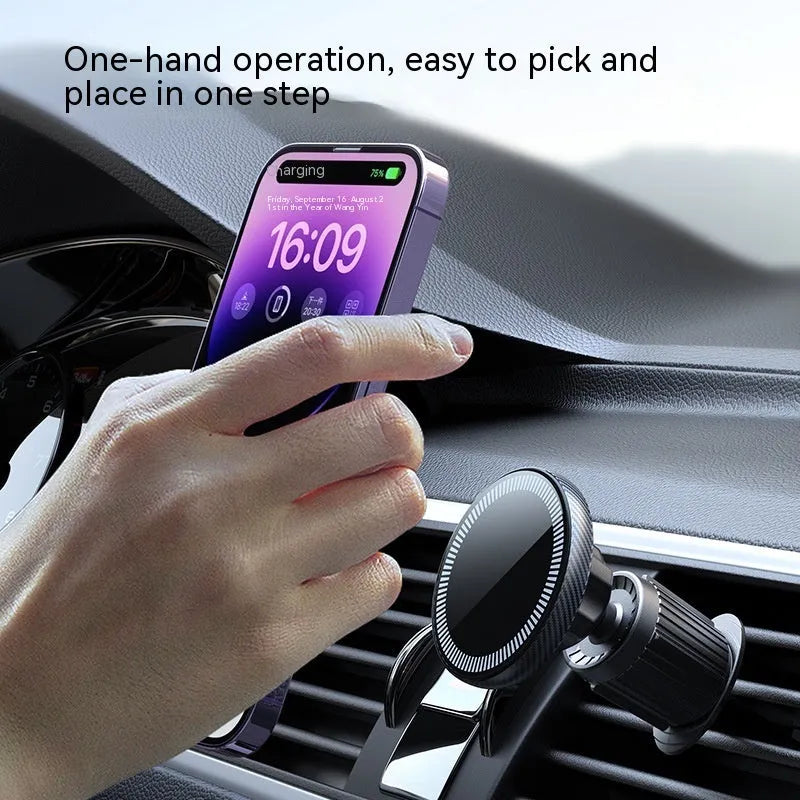 Car mobile phone air outlet metal hook type magnetic suction car navigator bracket