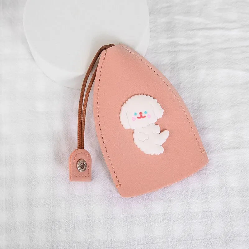 Cartoon style pull-out car key case made from PU leather in assorted designs