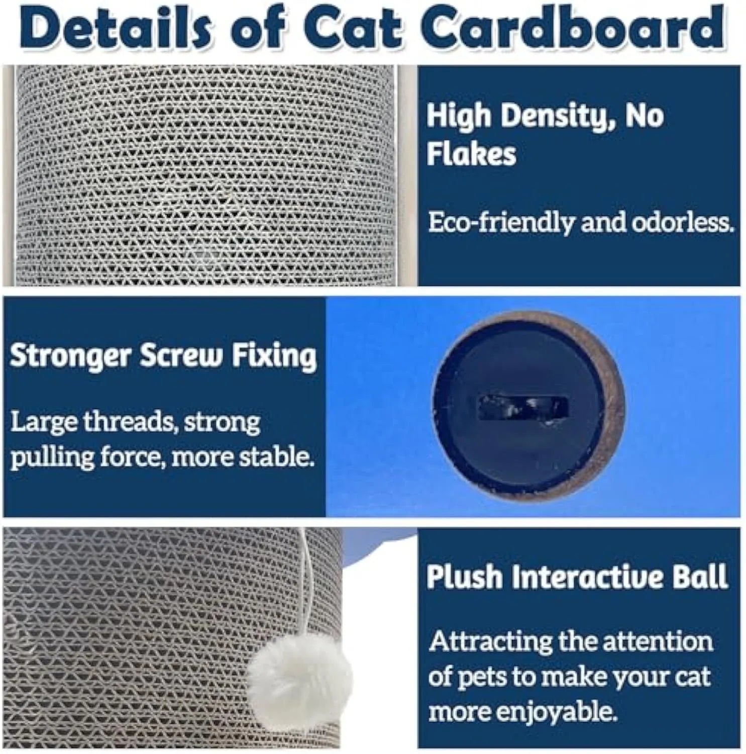Cat corner scratching pad with hanging ball installed in room corner