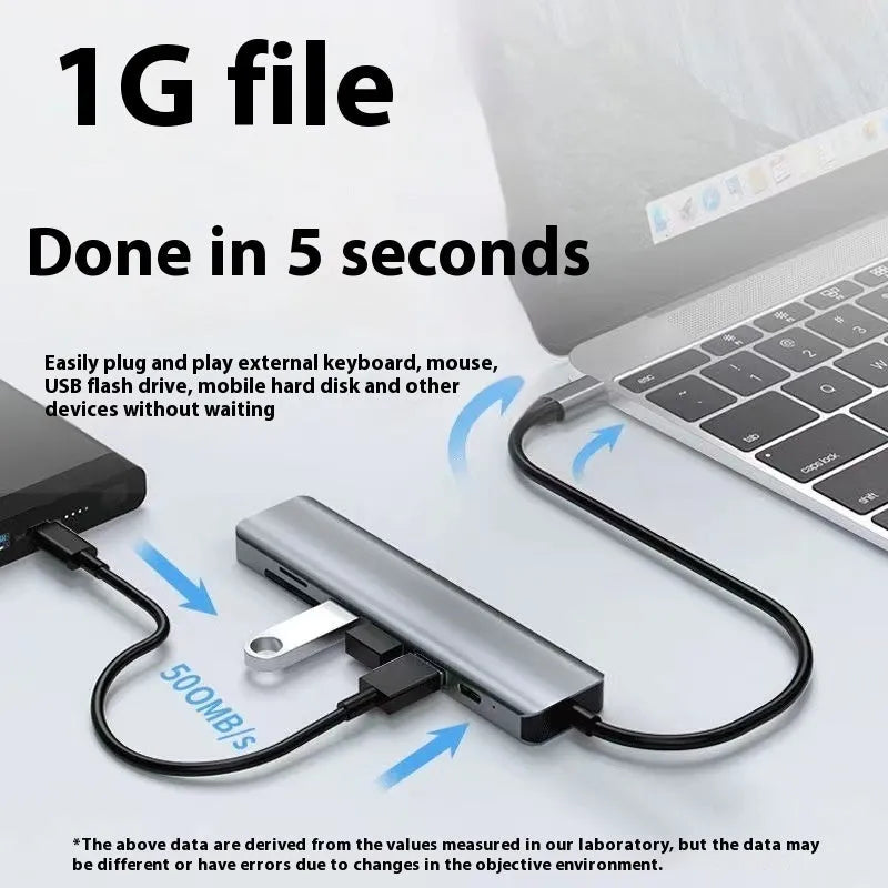 USB-C 7-in-1 expansion dock with HDMI port and USB 3.0 hub showing 15cm cable length