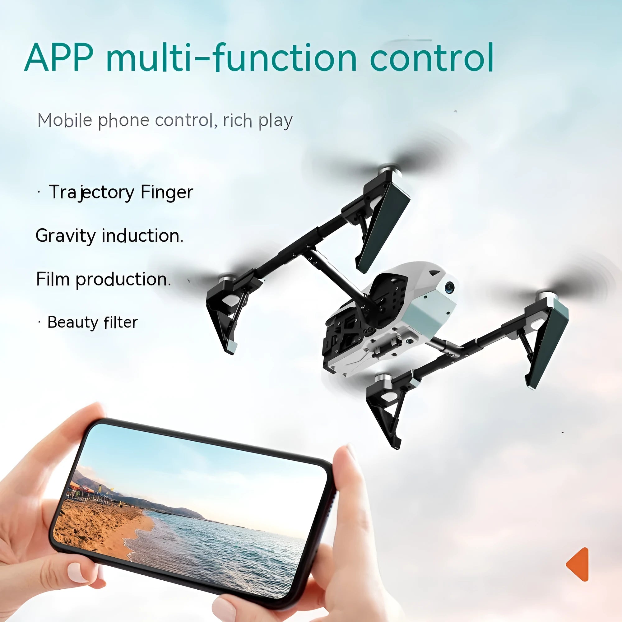 KS66 black and white alloy drone with camera and remote control on grass