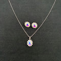 Women's sunflower zircon necklace and earrings set in alloy with electroplated finish