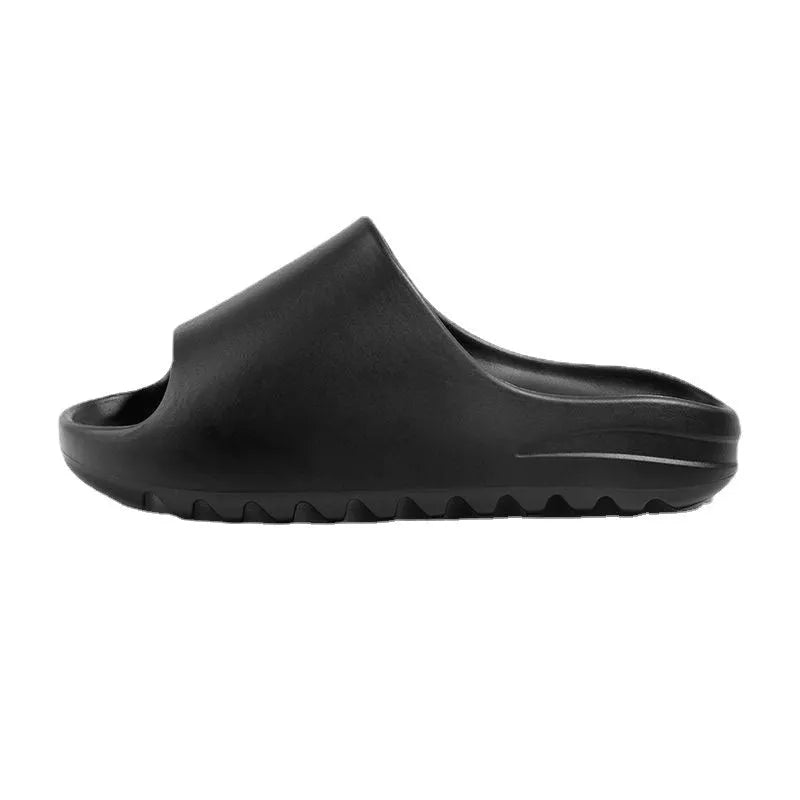 Women's thick sole beach slippers in black, green, brown, and beige colours on an EVA sole.