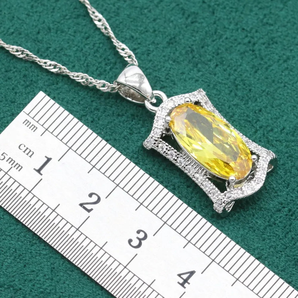 Women's zircon jewellery set with necklace, earrings, ring and bracelet in anti-allergy alloy